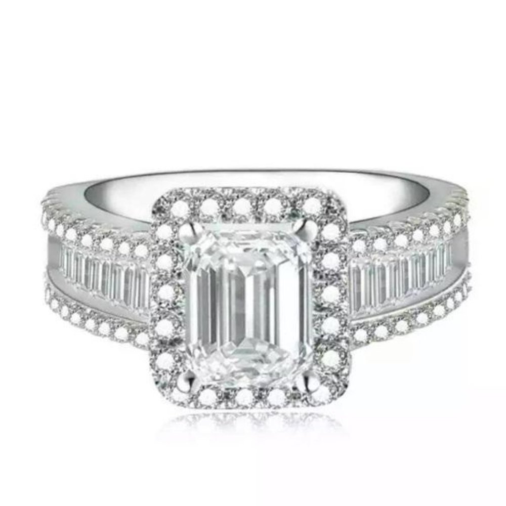 DIAMOND 925 STERLING SILVER ENGAGEMENT RING, CUTE RING, SHINY RING. - Picture 3 of 3